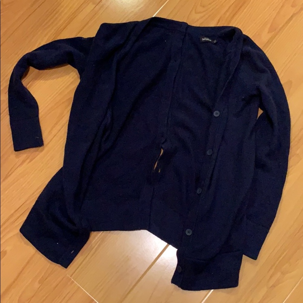 Kate spade Saturday navy back/front button sweater